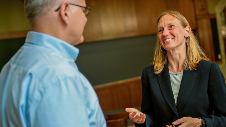 Michigan Law Professor Kimberly A. Thomas speaking to Professor Frank E. Vandervort