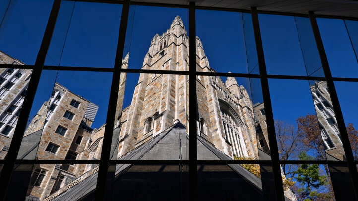 A view of the Reading Room through the Law Library Windows.