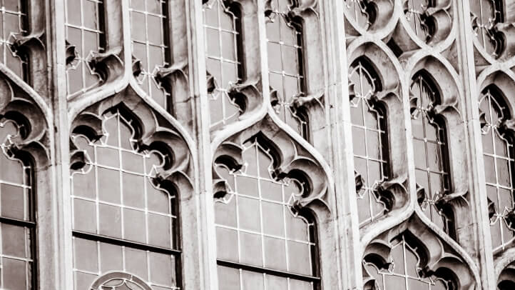 Michigan Law Reading room stained glass windows.