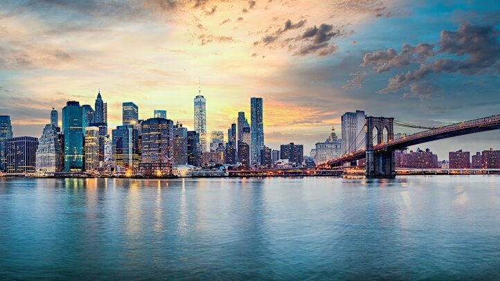 New York city sunset panorama