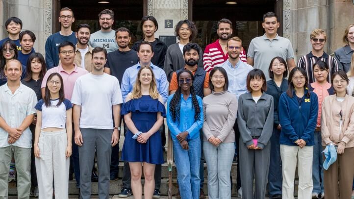 Michigan Law LLM Class of 2026 standing outside of the Reading Room.