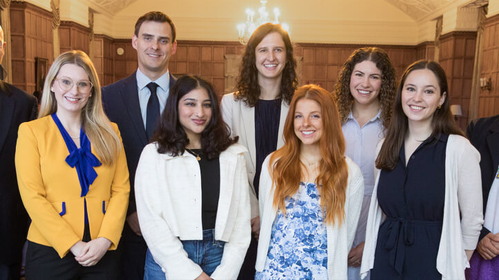 2026 Michigan Law Honors and Awards Recipients Group Portrait: Madeline Guth, Haley M. Rogers, Hazel Rosenblum-Sellers, Nithya Arun, Gabriel Jimenez, David A. Seaman, Heather Jane Foster, Nathaniel B. Magrath, Jasmine Neosh, Victoria Pedri.