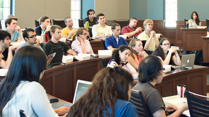 Michigan Law students attend class in Jeffries Hall room 120.