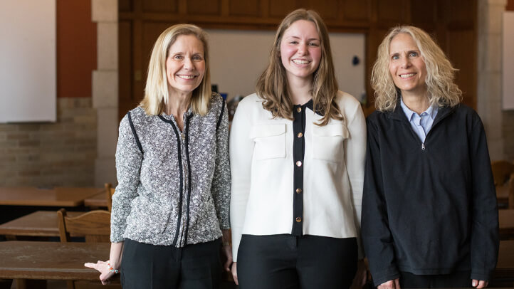A portrait of The Hon. Pamela A. Harris, Ellen, and the Hon. Elizabeth L. Harris at Michigan Law.