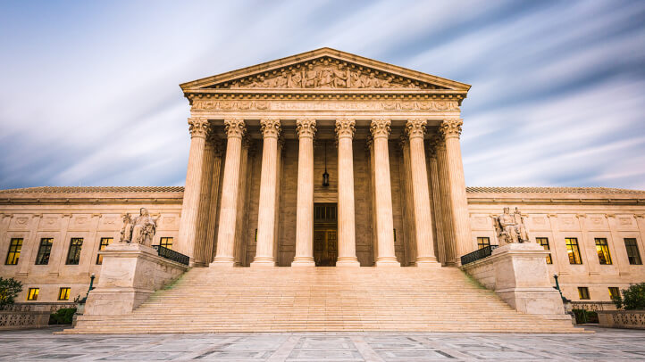 Supreme Court Building at Dusk.