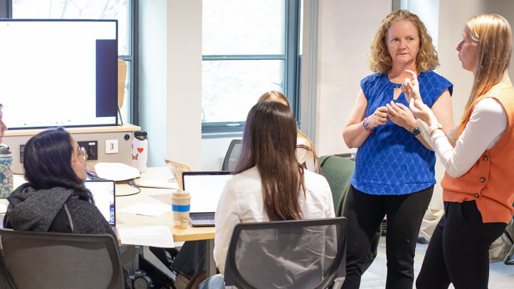 Jessica Lefort and Amy Sankaran with students in the Michigan Law Immigrant Justice Lab.
