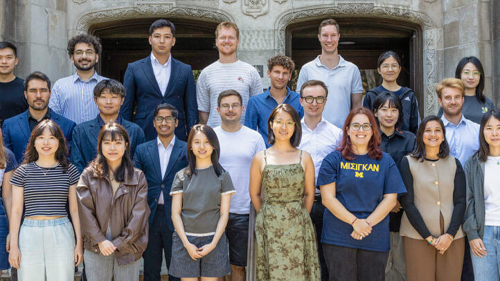 Michigan Law LLM Class of 2026-2027 standing outside of the Reading Room.