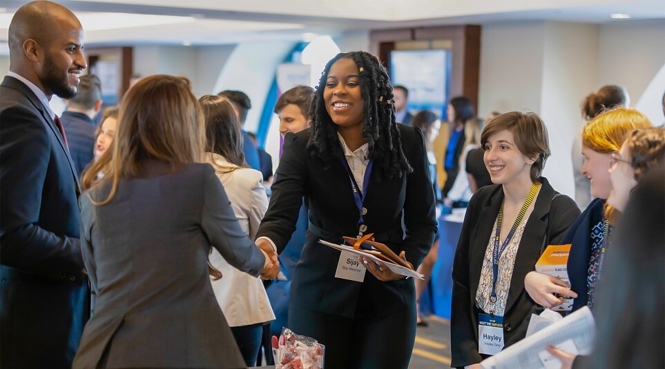 Michigan Law students meet with legal employers during an Office of Career Planning event.