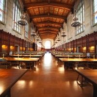 Interior view of the reading room looking towards window