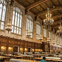 Inside the the elaborately designed Reading Room at the UM Law School 