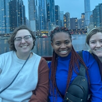 People smiling on a boat tour in Chicago
