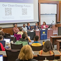 A panel of speakers leading a discussion at the Environmental Law and Energy Program’s 2024 conference.