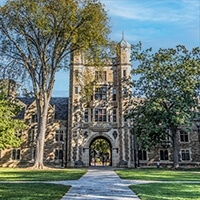 An exterior view of the Lawyers Club from the Law Quadrangle.