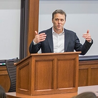 Nick Bagley giving a lecture to Michigan Law students.