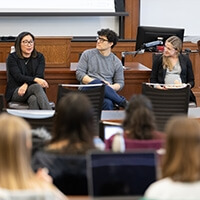 A group of Michigan Law Alumni lead a discussion panel during Public Interest Week.