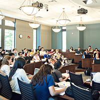 Michigan Law students attend class in Jeffries Hall room 120.